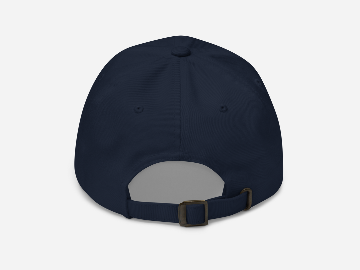 back view of a navy Dad Hat displayed on white background